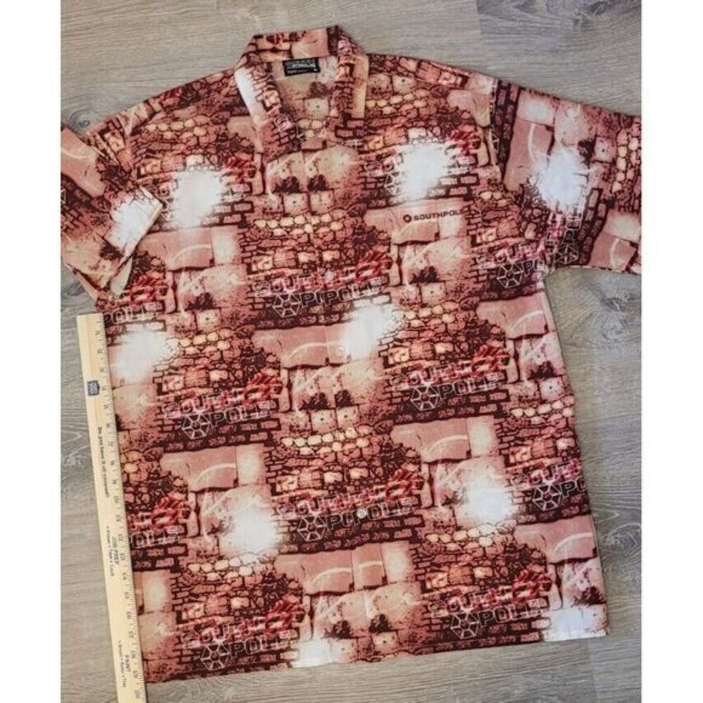 South Pole Authentic Collection All Over Print Button Up Large Hip Hop Y2K